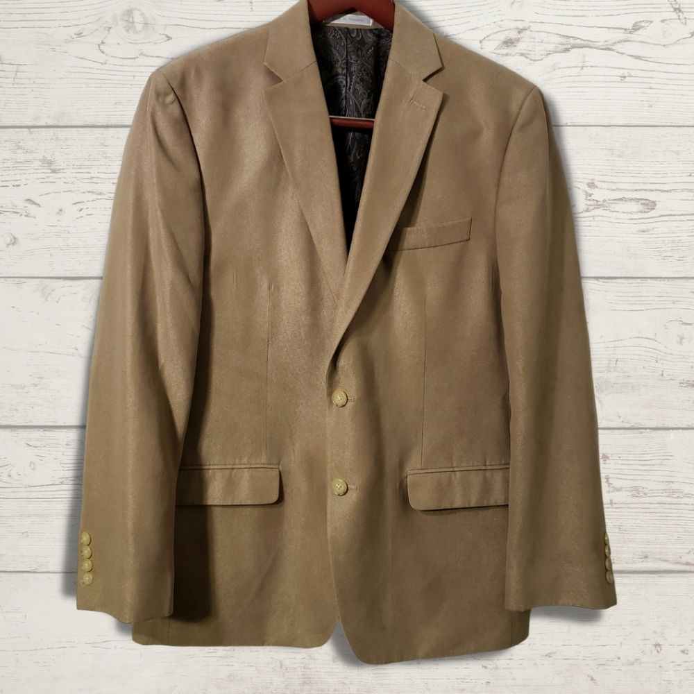 MINT - RALPH LAUREN 2 Button Blazer, Tan, 3 Pockets, 44 Reg